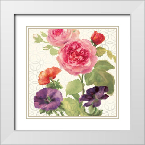 Watercolor Floral III White Modern Wood Framed Art Print with Double Matting by Nai, Danhui