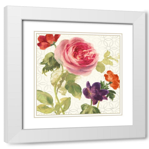 Watercolor Floral IV White Modern Wood Framed Art Print with Double Matting by Nai, Danhui