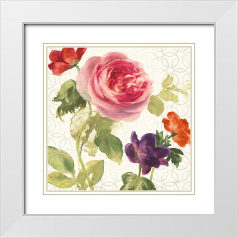 Watercolor Floral IV White Modern Wood Framed Art Print with Double Matting by Nai, Danhui