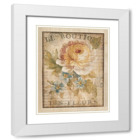 Parisian Flowers I White Modern Wood Framed Art Print with Double Matting by Nai, Danhui