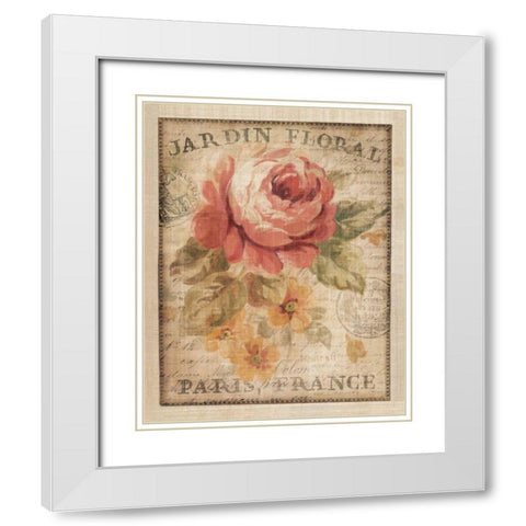 Parisian Flowers II White Modern Wood Framed Art Print with Double Matting by Nai, Danhui