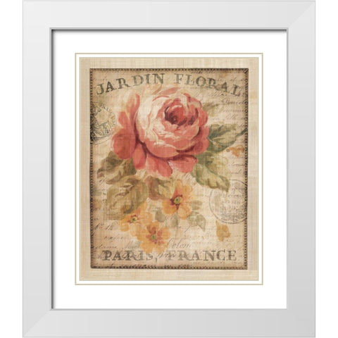 Parisian Flowers II White Modern Wood Framed Art Print with Double Matting by Nai, Danhui