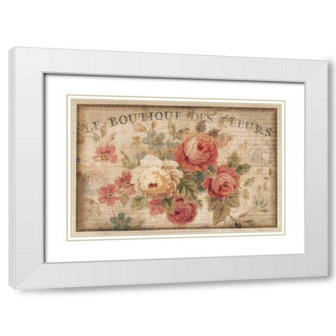 Parisian Flowers III White Modern Wood Framed Art Print with Double Matting by Nai, Danhui