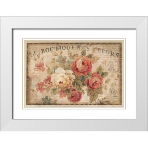 Parisian Flowers III White Modern Wood Framed Art Print with Double Matting by Nai, Danhui