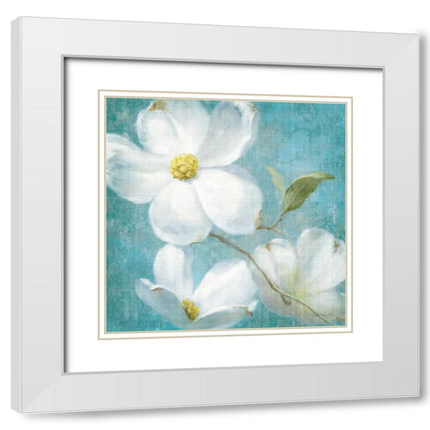 Indiness Blossom Square Vintage IV White Modern Wood Framed Art Print with Double Matting by Nai, Danhui