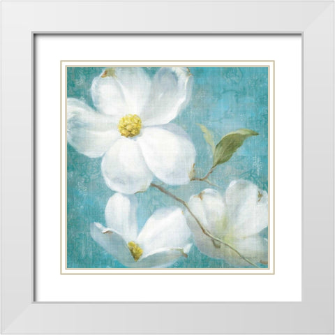 Indiness Blossom Square Vintage IV White Modern Wood Framed Art Print with Double Matting by Nai, Danhui