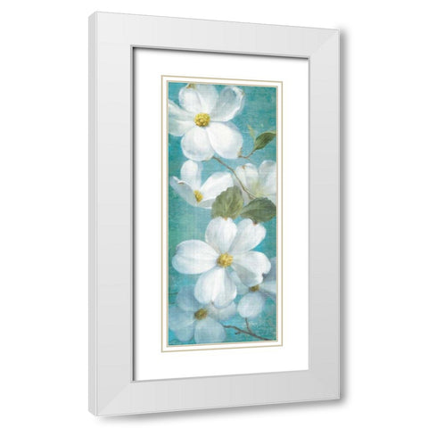 Indiness Blossom Panel Vinage I White Modern Wood Framed Art Print with Double Matting by Nai, Danhui
