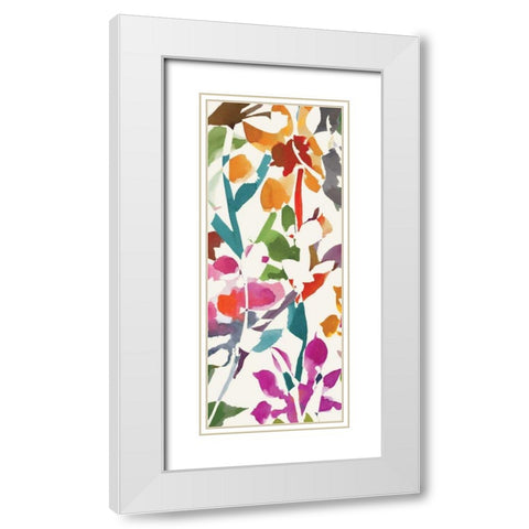 Pink Garden Panel I White White Modern Wood Framed Art Print with Double Matting by Wild Apple Portfolio