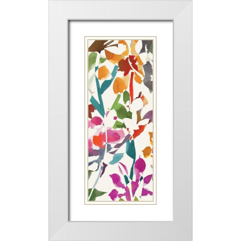 Pink Garden Panel I White White Modern Wood Framed Art Print with Double Matting by Wild Apple Portfolio