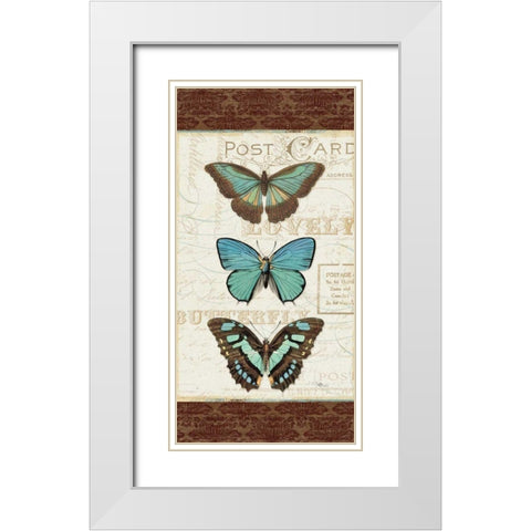 Papillons I White Modern Wood Framed Art Print with Double Matting by Pela Studio