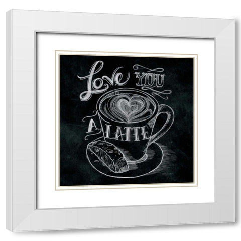 Love You a Latte  No Border White Modern Wood Framed Art Print with Double Matting by Urban, Mary