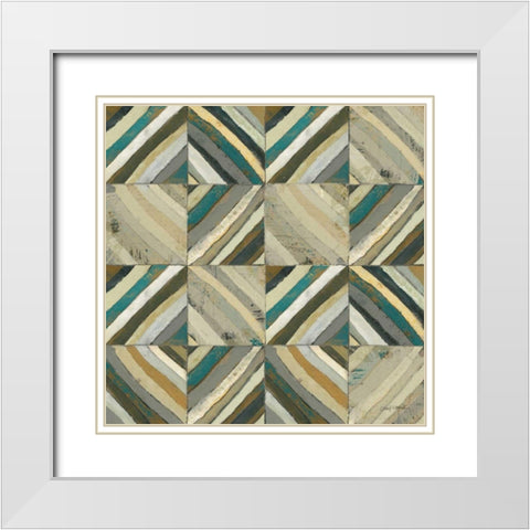 The Center I Abstract Turquoise White Modern Wood Framed Art Print with Double Matting by Warrick, Cheryl