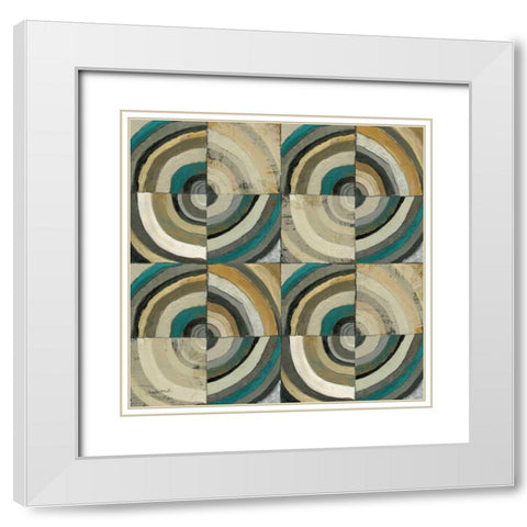 The Center II Abstract Turquoise White Modern Wood Framed Art Print with Double Matting by Warrick, Cheryl