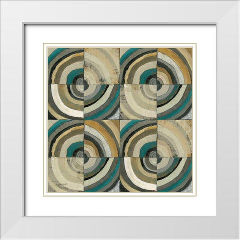The Center II Abstract Turquoise White Modern Wood Framed Art Print with Double Matting by Warrick, Cheryl