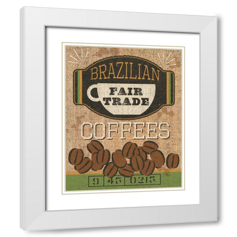 Coffee Sack IV White Modern Wood Framed Art Print with Double Matting by Pela Studio