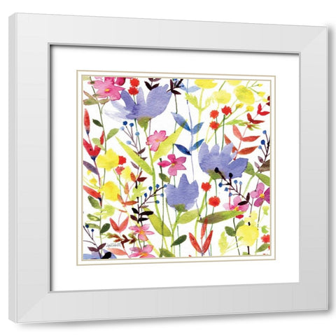 Annes Flowers Crop I White Modern Wood Framed Art Print with Double Matting by Tavoletti, Anne