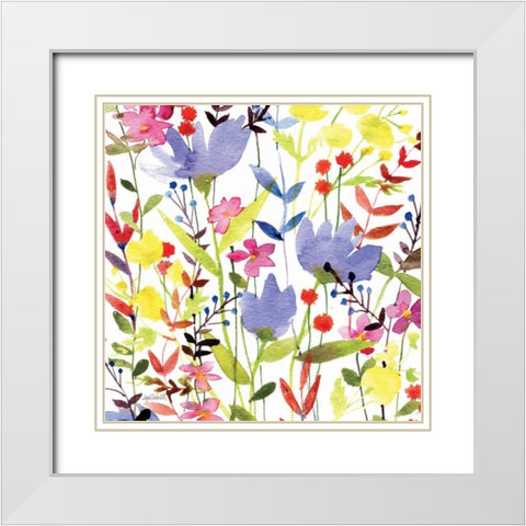Annes Flowers Crop I White Modern Wood Framed Art Print with Double Matting by Tavoletti, Anne
