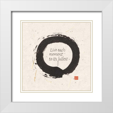 Live each Moment White Modern Wood Framed Art Print with Double Matting by Paschke, Chris