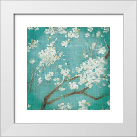 White Cherry Blossoms I White Modern Wood Framed Art Print with Double Matting by Nai, Danhui