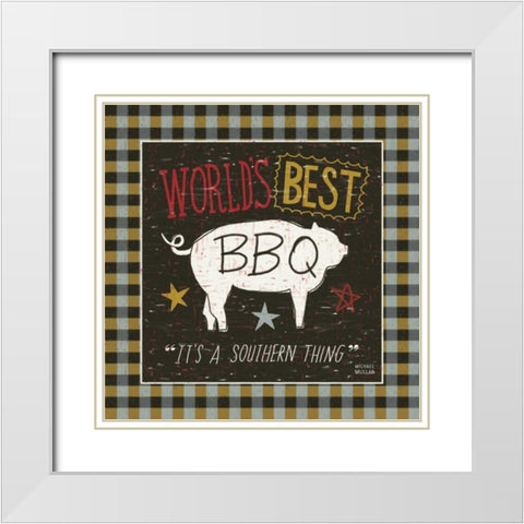 Southern Pride Best BBQ White Modern Wood Framed Art Print with Double Matting by Mullan, Michael