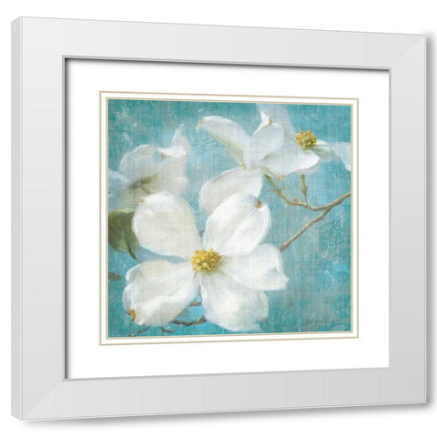 Indiness Blossom Square Vintage I White Modern Wood Framed Art Print with Double Matting by Nai, Danhui