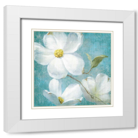 Indiness Blossom Square Vintage IV White Modern Wood Framed Art Print with Double Matting by Nai, Danhui