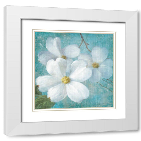 Indiness Blossom Square Vintage III White Modern Wood Framed Art Print with Double Matting by Nai, Danhui