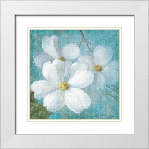 Indiness Blossom Square Vintage III White Modern Wood Framed Art Print with Double Matting by Nai, Danhui