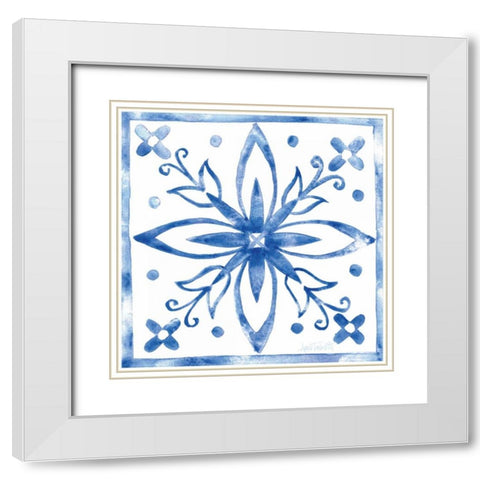 Tile Stencil I Blue White Modern Wood Framed Art Print with Double Matting by Tavoletti, Anne