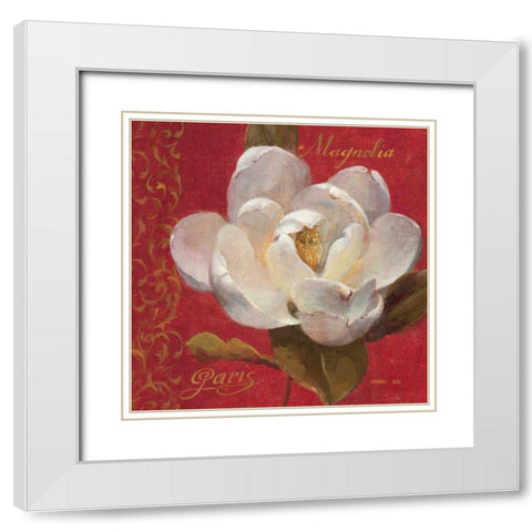 Paris Blossom III White Modern Wood Framed Art Print with Double Matting by Nai, Danhui