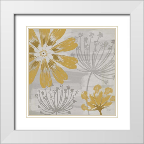 Flowers in the Wind I White Modern Wood Framed Art Print with Double Matting by Charron, Veronique