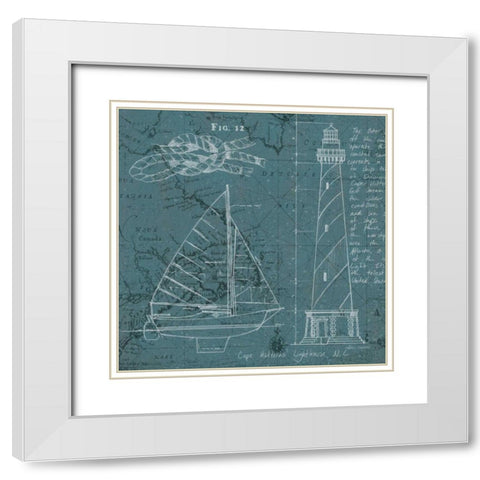 Coastal Blueprint III White Modern Wood Framed Art Print with Double Matting by Fabiano, Marco