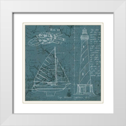 Coastal Blueprint III White Modern Wood Framed Art Print with Double Matting by Fabiano, Marco