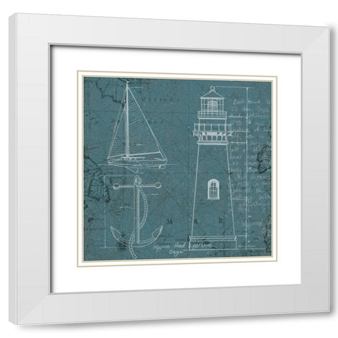 Coastal Blueprint IV White Modern Wood Framed Art Print with Double Matting by Fabiano, Marco