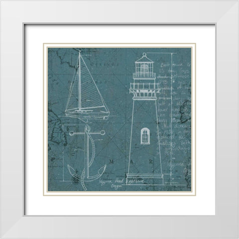 Coastal Blueprint IV White Modern Wood Framed Art Print with Double Matting by Fabiano, Marco