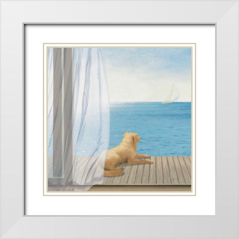 Blue Breeze II White Modern Wood Framed Art Print with Double Matting by Wiens, James
