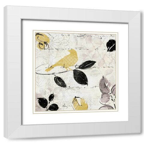 Plume and Motif I White Modern Wood Framed Art Print with Double Matting by ERR, Pela