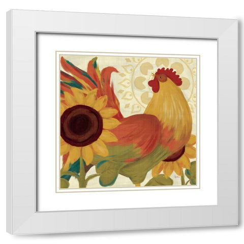 Spice Roosters II White Modern Wood Framed Art Print with Double Matting by Charron, Veronique