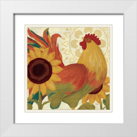 Spice Roosters II White Modern Wood Framed Art Print with Double Matting by Charron, Veronique