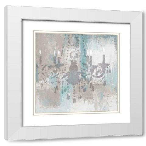 Candelabra Teal I White Modern Wood Framed Art Print with Double Matting by Wiens, James