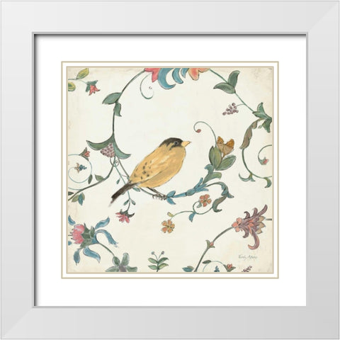 Birds Gem III White Modern Wood Framed Art Print with Double Matting by Adams, Emily