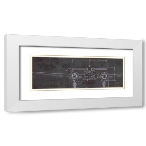 Plane Blueprint IV White Modern Wood Framed Art Print with Double Matting by Fabiano, Marco