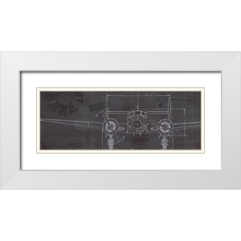 Plane Blueprint IV White Modern Wood Framed Art Print with Double Matting by Fabiano, Marco