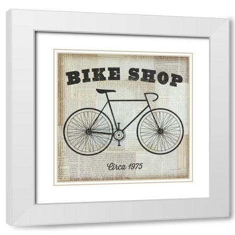 Bike Shop White Modern Wood Framed Art Print with Double Matting by Mullan, Michael