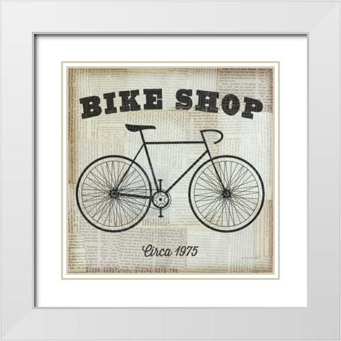 Bike Shop White Modern Wood Framed Art Print with Double Matting by Mullan, Michael