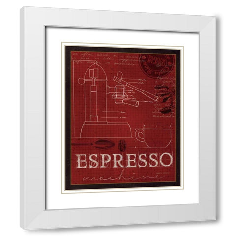 Coffee Blueprint IV v2 White Modern Wood Framed Art Print with Double Matting by Fabiano, Marco