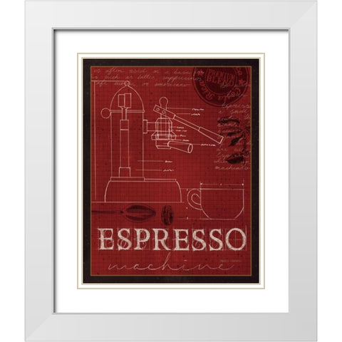 Coffee Blueprint IV v2 White Modern Wood Framed Art Print with Double Matting by Fabiano, Marco