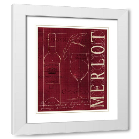 Wine Blueprint II v2 White Modern Wood Framed Art Print with Double Matting by Fabiano, Marco