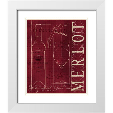 Wine Blueprint II v2 White Modern Wood Framed Art Print with Double Matting by Fabiano, Marco