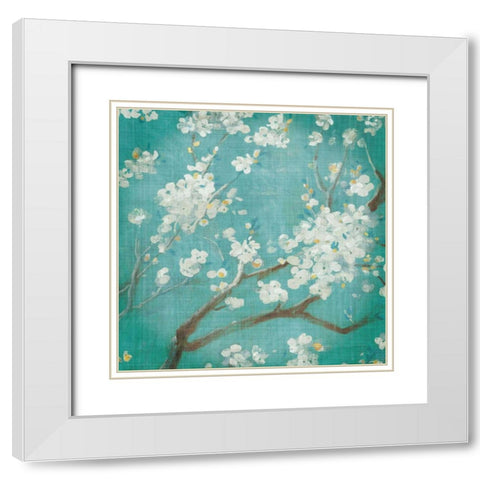 White Cherry Blossoms I White Modern Wood Framed Art Print with Double Matting by Nai, Danhui